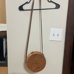 Tan Woven Crossbody Bag